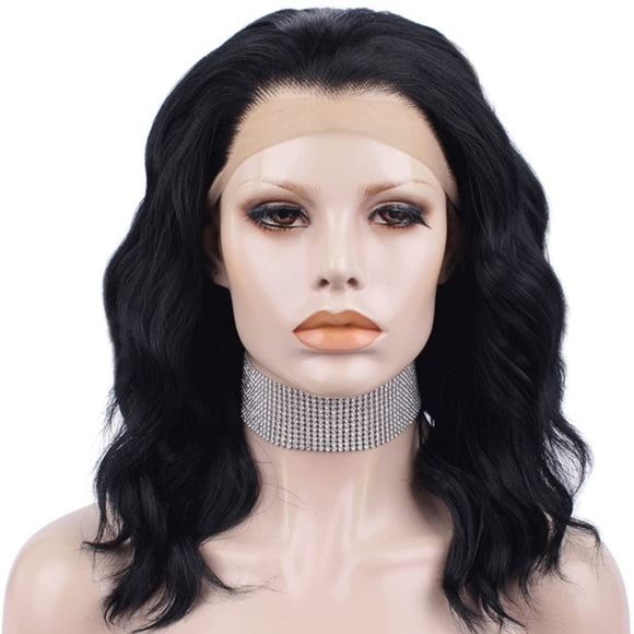 Short Black Wavy Lace Front Hair Wig
